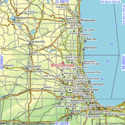 Topographic map of McCullom Lake