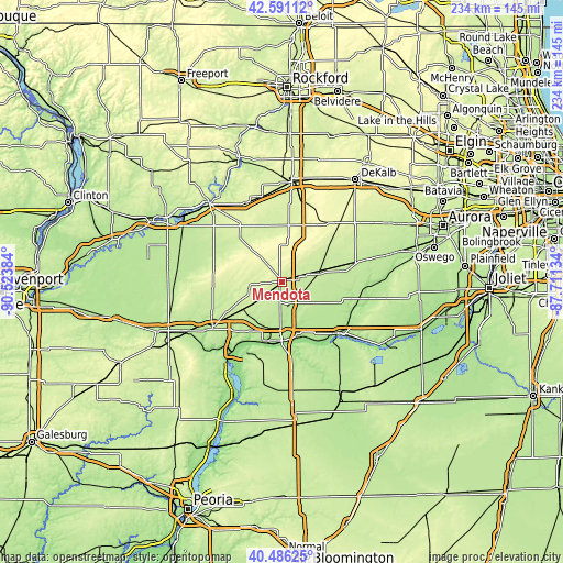 Topographic map of Mendota