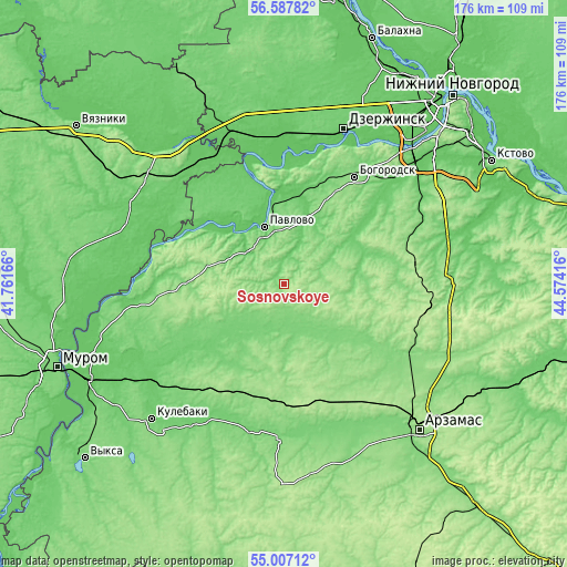 Topographic map of Sosnovskoye