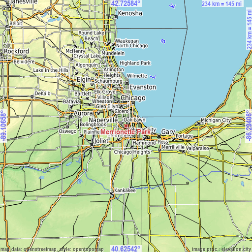 Topographic map of Merrionette Park