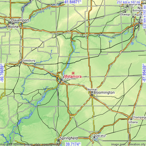 Topographic map of Metamora