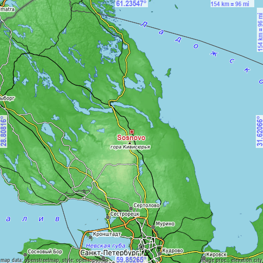 Topographic map of Sosnovo