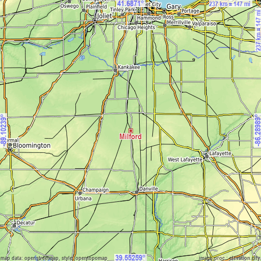 Topographic map of Milford