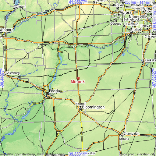 Topographic map of Minonk