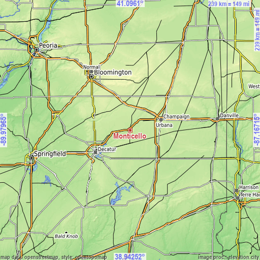 Topographic map of Monticello