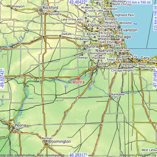 Topographic map of Morris