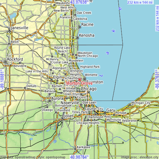 Topographic map of Morton Grove