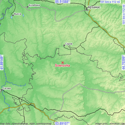 Topographic map of Sosnovka