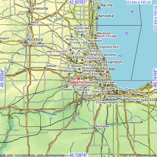 Topographic map of Naperville
