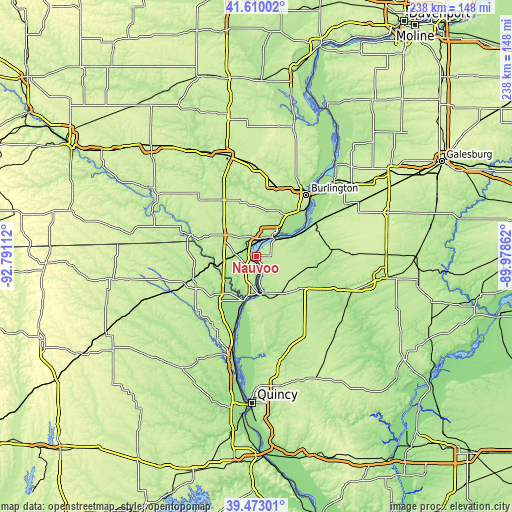 Topographic map of Nauvoo