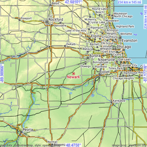 Topographic map of Newark