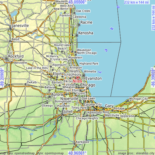 Topographic map of Niles