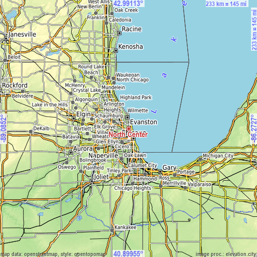 Topographic map of North Center