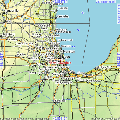 Topographic map of North Lawndale
