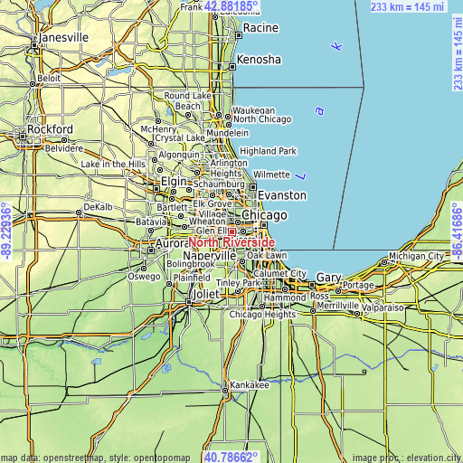 Topographic map of North Riverside