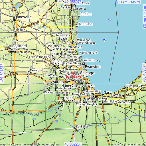 Topographic map of Northlake