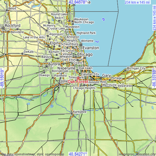 Topographic map of Oak Forest