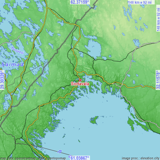 Topographic map of Sortavala