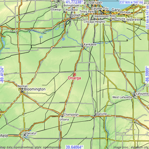 Topographic map of Onarga