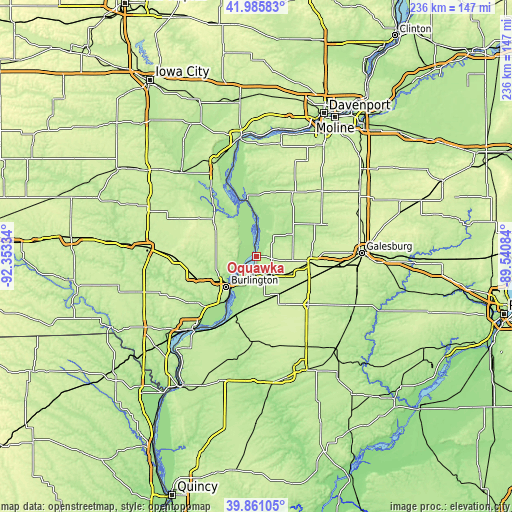 Topographic map of Oquawka