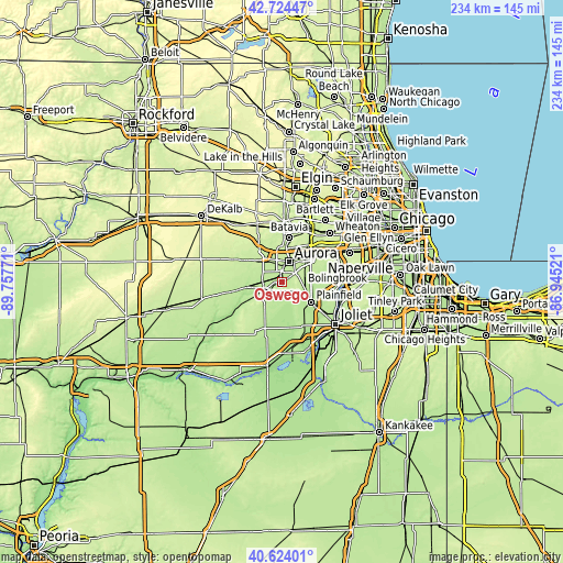 Topographic map of Oswego