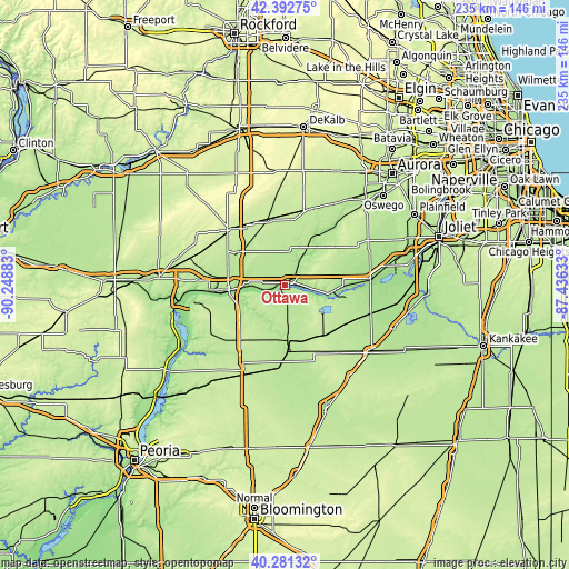 Topographic map of Ottawa