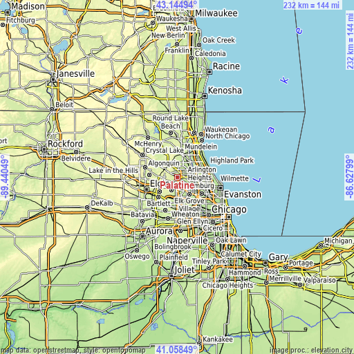 Topographic map of Palatine