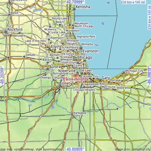 Topographic map of Palos Heights