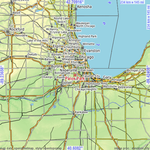 Topographic map of Palos Park