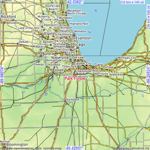 Topographic map of Park Forest