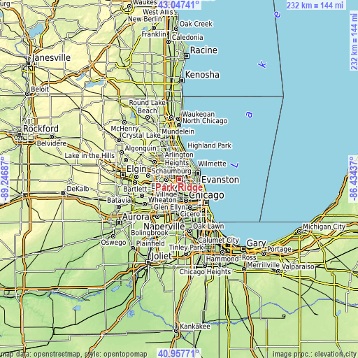 Topographic map of Park Ridge