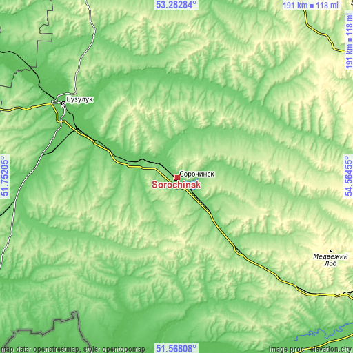 Topographic map of Sorochinsk