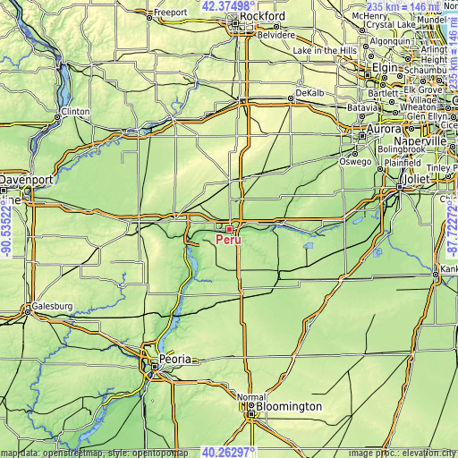 Topographic map of Peru