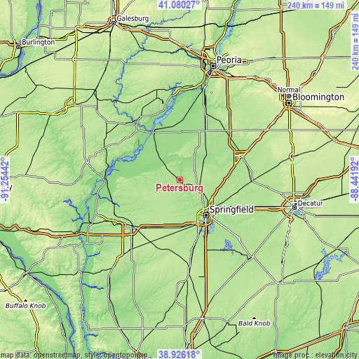 Topographic map of Petersburg