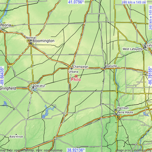 Topographic map of Philo