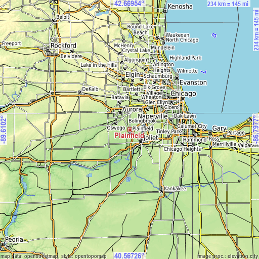 Topographic map of Plainfield