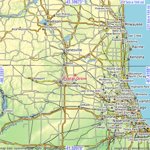 Topographic map of Poplar Grove