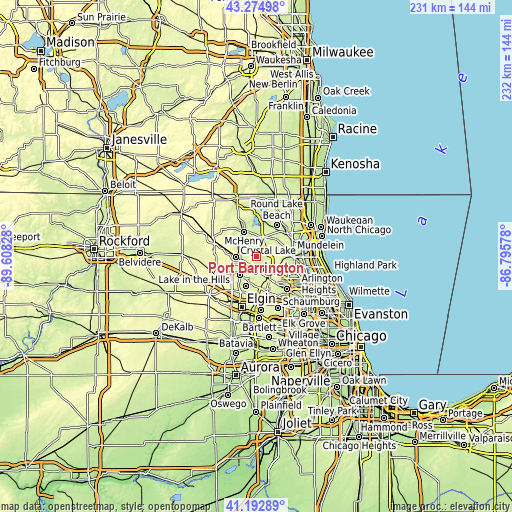 Topographic map of Port Barrington