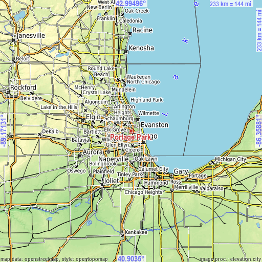 Topographic map of Portage Park