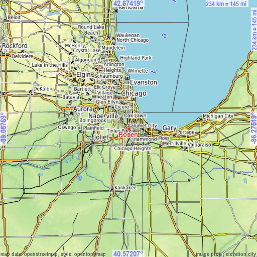 Topographic map of Posen