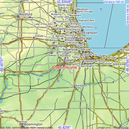 Topographic map of Preston Heights