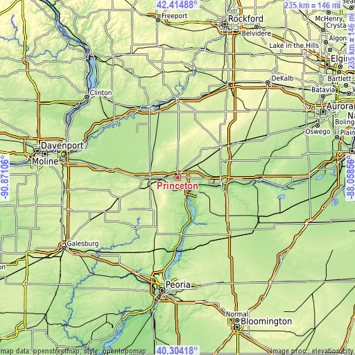 Topographic map of Princeton