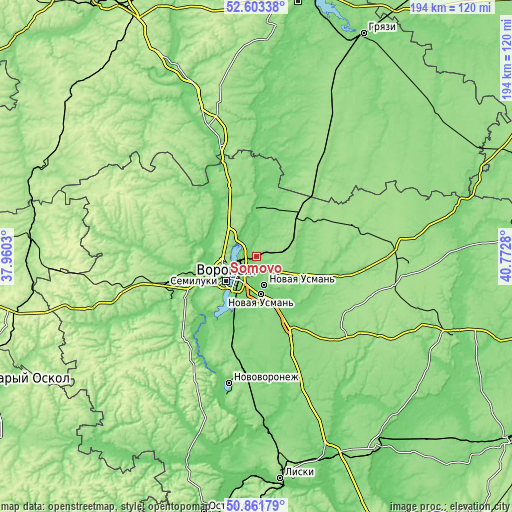 Topographic map of Somovo