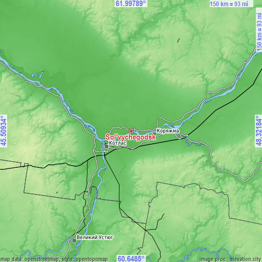 Topographic map of Sol’vychegodsk