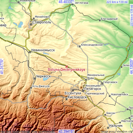 Topographic map of Soluno-Dmitriyevskoye