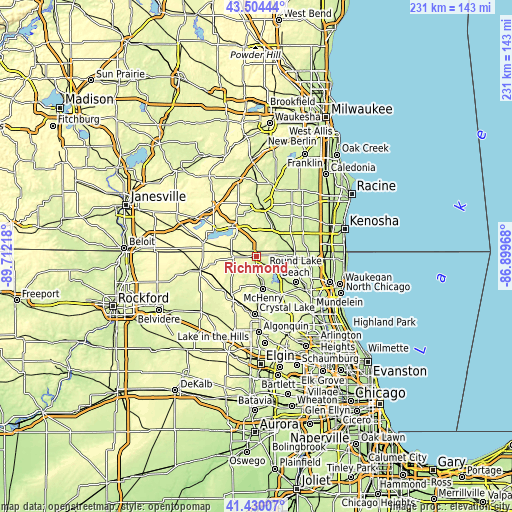 Topographic map of Richmond