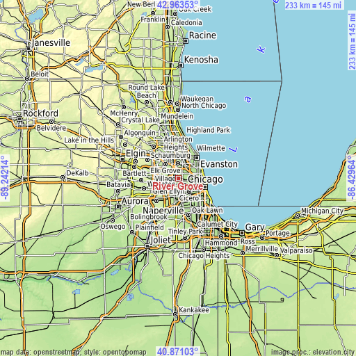 Topographic map of River Grove