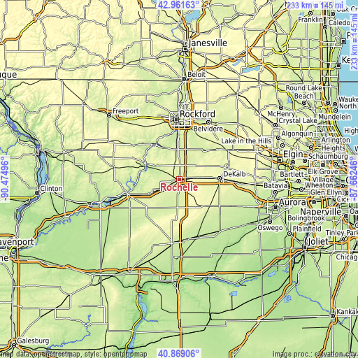 Topographic map of Rochelle