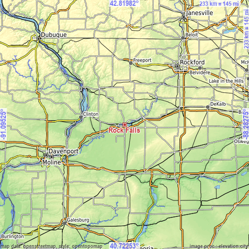 Topographic map of Rock Falls