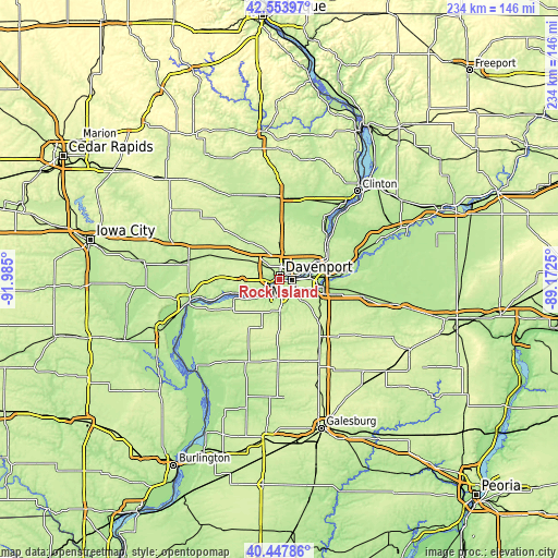 Topographic map of Rock Island